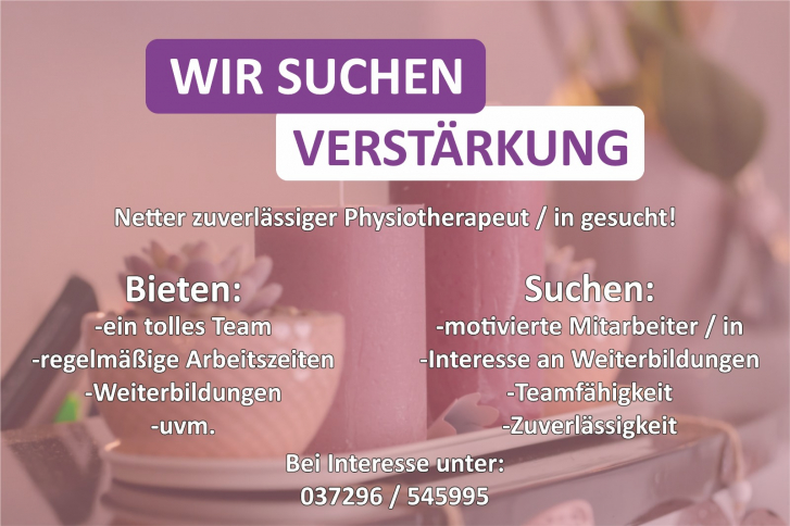Physiotherapeut/in gesucht